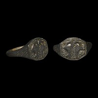Medieval Decorated Bronze Signet Ring