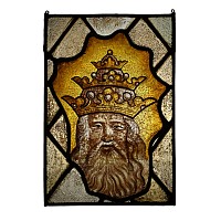 Large Medieval Stained Glass Panel Depicting God the Father