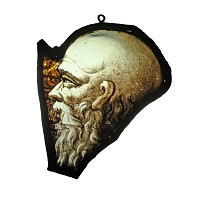 Medieval Stained Glass Panel with Head
