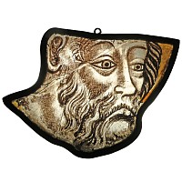 Medieval Stained Glass Panel of a Bearded Saint