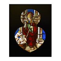 Renaissance Illuminated Souflet Panel with Saint Nicholas