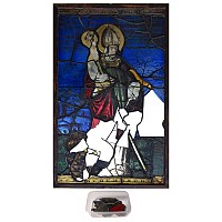 Renaissance Stained Glass Panel of Saint Leodegar Accompanied by the Arms of Dukedom of Alemannien