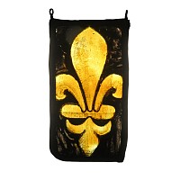Medieval Stained Glass Panel with Fleur-De-Lys