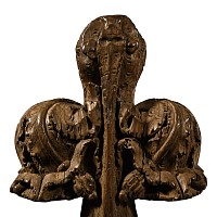 Medieval Wooden Lion Pew