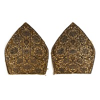 Post Medieval Embroidered Mitre and Tooled Leather Case