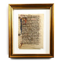 Medieval Manuscript with Historiated 'Parce Mihi' with a Priest at an Altar