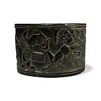 Bactrian Stone Bowl with Two Lions and Female Figure