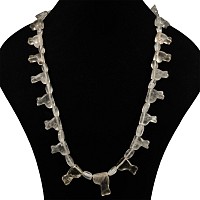 Rock Crystal Bead Necklace with Amulets