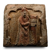 Chinese Song Terracotta Tile with Handprint Signature to Verso