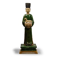 Chinese Ming Glazed Terracotta Standing Figure
