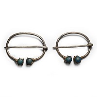 Medieval Silver Jewelled Penannular Brooch Pair