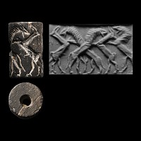 Akkadian Cylinder Seal with Contest Scene