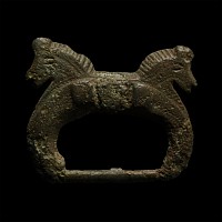 Romano-British Bronze Military Buckle with Horse Heads