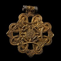 Scandinavian Viking Silver-Gilt Filigree Lozenge-Shaped Pendant