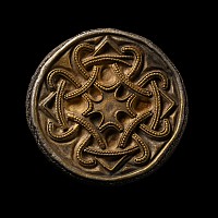 Scandinavian Viking Silver-Gilt Filigree Box Brooch
