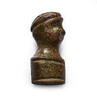 Medieval Bronze Knife Pommel with Bust