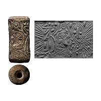 Sumerian Clay Cylinder Seal with Wheel Pattern