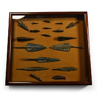 Greek, Egyptian and Luristan Bronze Arrowhead Collection in Display Case