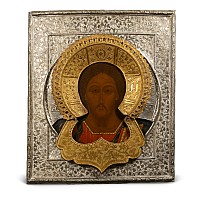 Russian Icon with Bust of Christ Pantokrator