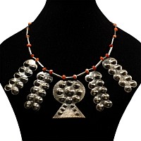 Elamite Carnelian Necklace with Silver Pendants
