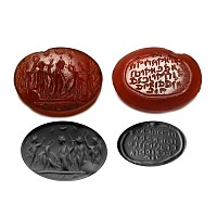 Roman Gemstone with Victory Coronation Scene with Hebrew Script