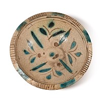 Western Asiatic Ceramic Bowl with Blue Leaf Design
