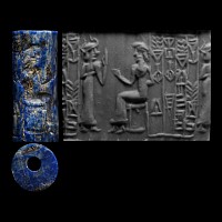 Ur II Period Lapis Lazuli Cylinder Seal with Dedicatory 'Gutua to Inka' Inscription