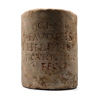 Roman Marble Column Fragment with Latin Inscription