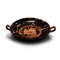 Greek Attic Red-Figure Kylix with Dancing Nymphs and Satyrs