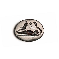 Roman Bloodstone Intaglio with Horus, Osiris and Ouroboros