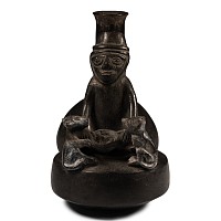 Peruvian Lambayque Painted Pottery Stirrup Jar with Figures