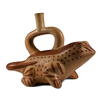 Moche Painted Ceramic Lizard Stirrup Jar