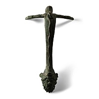 Roman Bronze Vessel Handle with Face