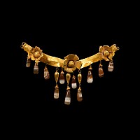 Eastern Greek Gold Necklace Element with Agate Drops