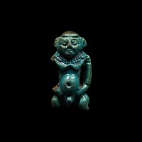 Egyptian Blue Glazed Faience Figure of Pataikos