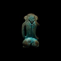 Egyptian Blue Glazed Faience Figure of Pataikos