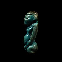 Egyptian Blue Glazed Faience Figure of Pataikos