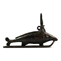 Large Egyptian Bronze Oxyrhynchus Fish of Per-Medjed with Hieroglyphic Inscription