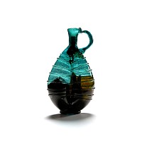 Western Asiatic Glass Ribbed Double Unguent with Contents