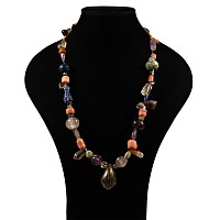Western Asiatic Style Mixed Stone Bead Necklace with Stamp Seals and Amulets