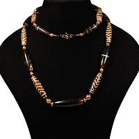 Banded Agate and Glass Bead Necklace