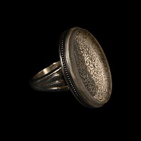 Large Western Asiatic Silver-Coloured Metal Ring with Calligraphic Intaglio