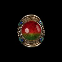 Large Silver-Coloured Metal Ring with Cabochon