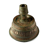Western Asiatic Style Silver Inlaid Bronze Calligraphic Candle Stick