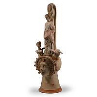Large Greek Canosan Style Terracotta Figural Vessel