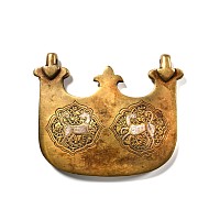 Western Asiatic Style Silver Inlaid Bronze Bifacial Calligraphic Pendant