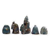 Western Asiatic Style Blue Glazed Gaming Piece Group