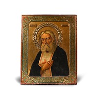 Russian Orthodox Gilt Icon with Saint Seraphim