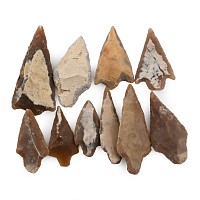 Large Stone Age Barbed and Tanged Arrowhead Collection