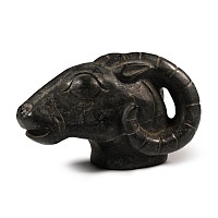 Western Asiatic Style Black Stone Head of a Ram